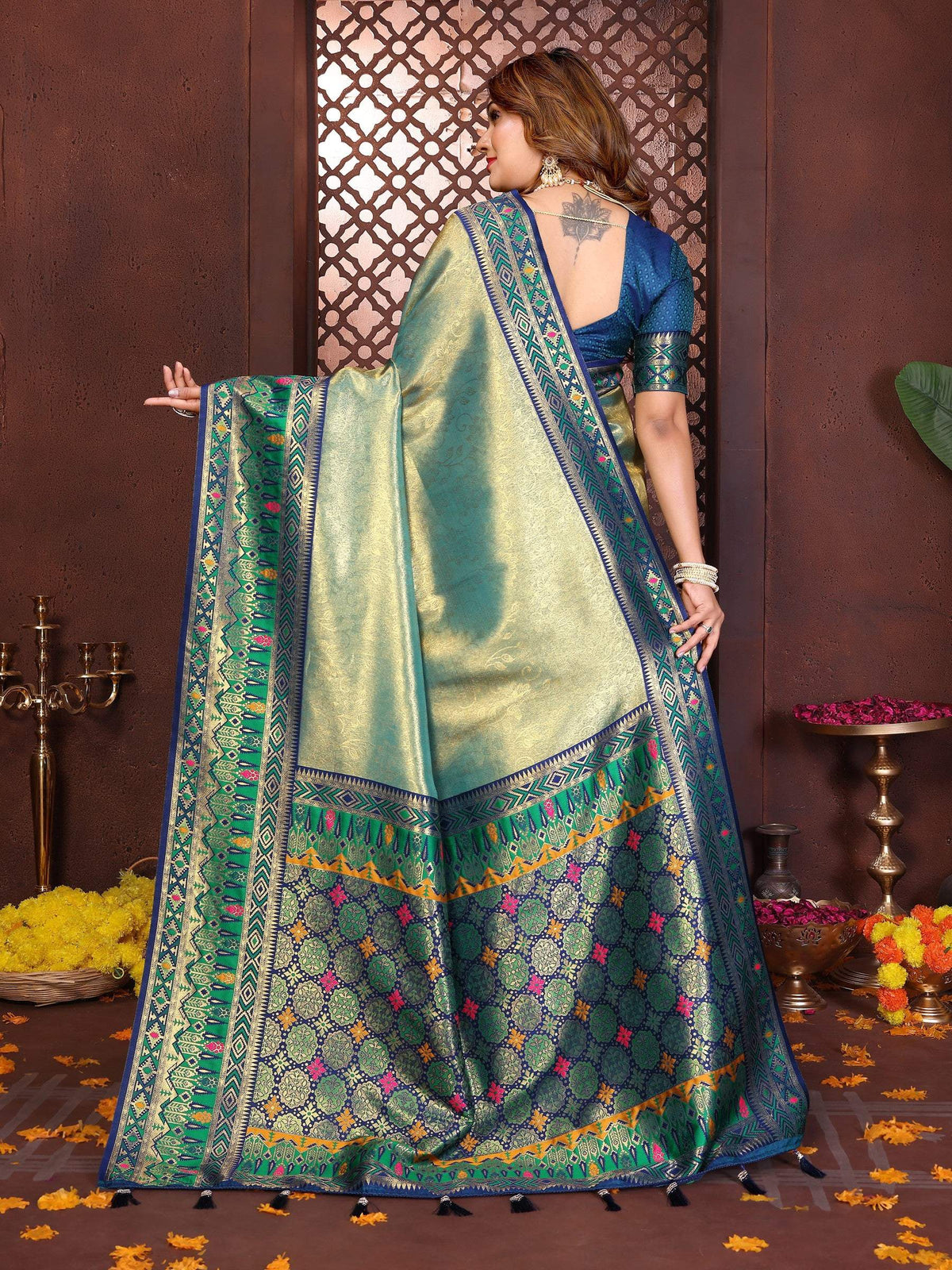 Anaita Banarasi Tissue Silk Saree | Grocsy