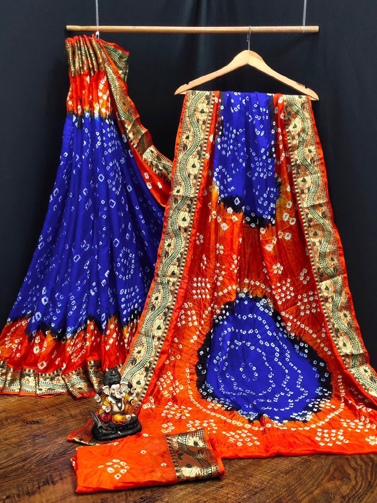 Lorenvalley Premium Pure Bandhej Tapeta Soft light weight silk saree with zari weaving Border - Multicolor | Grocsy