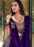 Lorenvalley Blue Kanjivaram Silk Zari Weaving Lehenga Choli with Dupatta | Grocsy