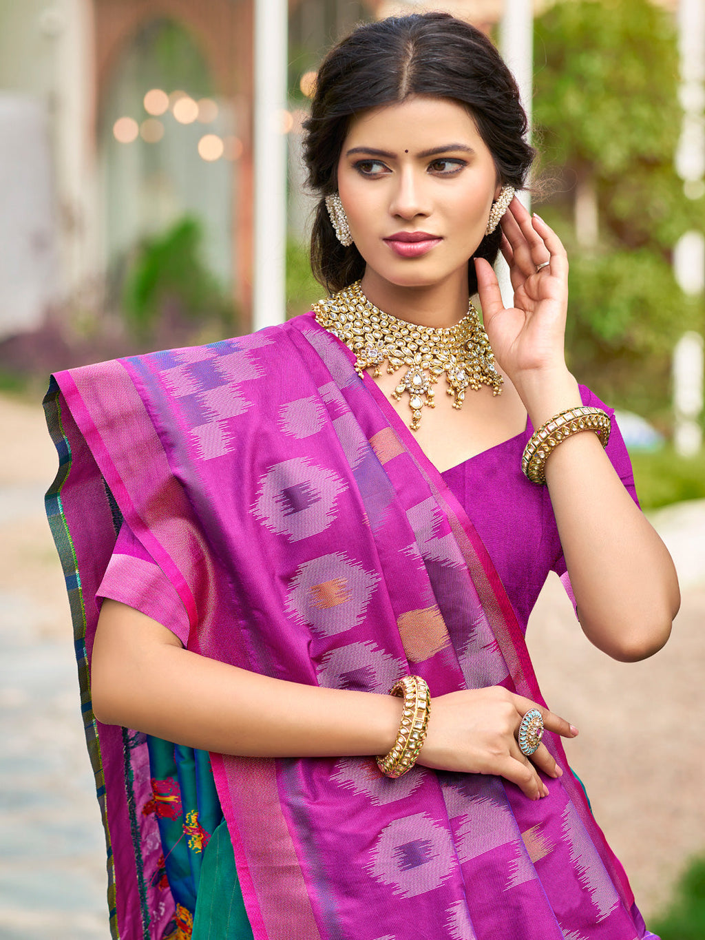 Anaita Blue Soft Silk Saree With Floral Printed Work With Blouse | Grocsy