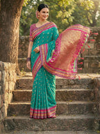 Anaita Blue Silk Woven Saree With Blouse | Grocsy