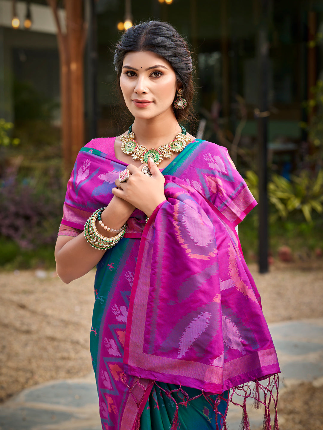 Anaita Blue Soft Silk Saree With Floral Printed Work With Blouse | Grocsy
