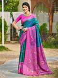 Anaita Blue Soft Silk Saree With Floral Printed Work With Blouse | Grocsy