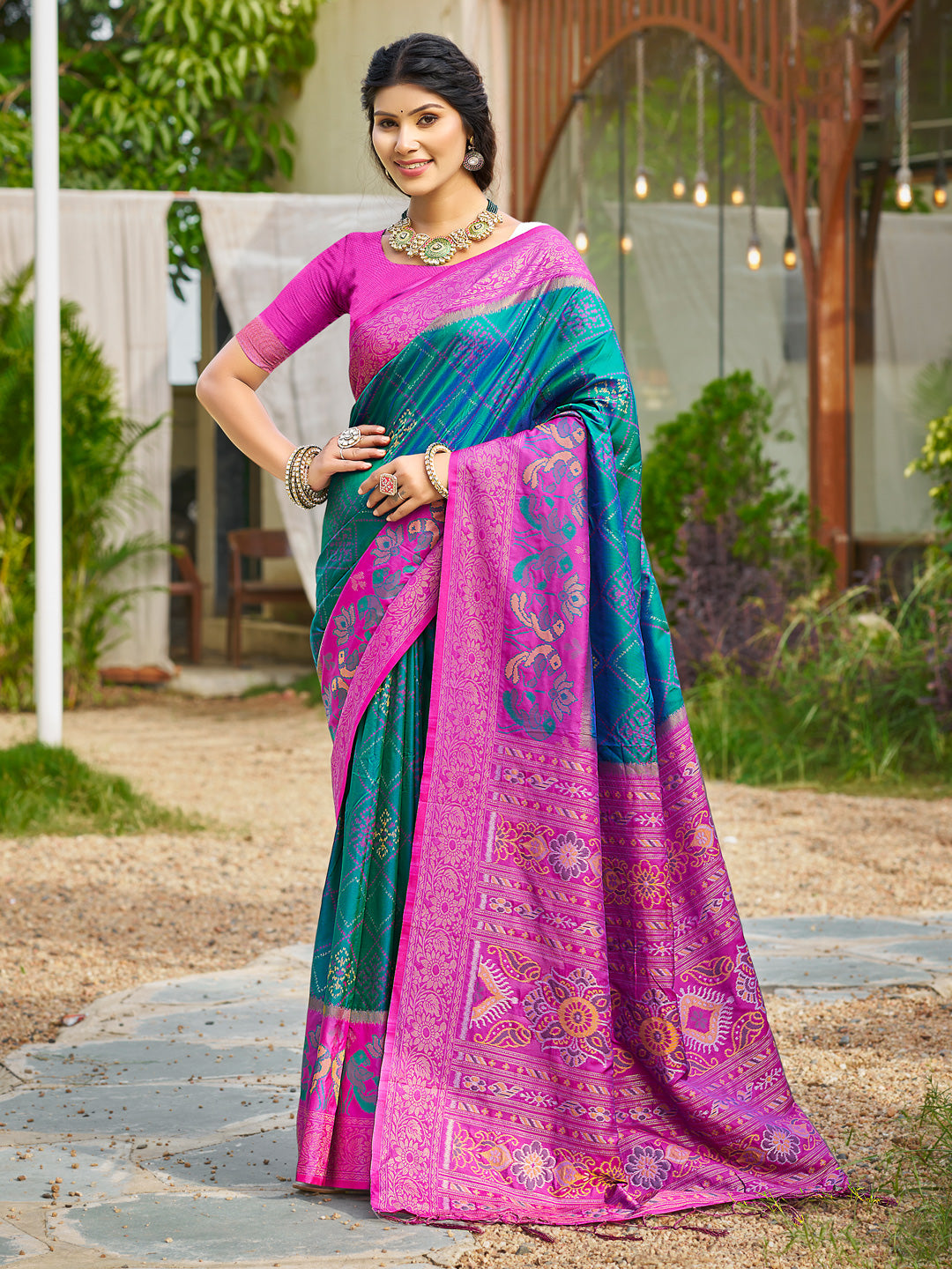 Anaita Blue Soft Silk Saree With Floral Printed Work With Blouse | Grocsy