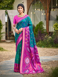 Anaita Blue Soft Silk Saree With Floral Printed Work With Blouse | Grocsy