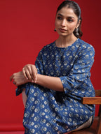 Indo Era Women Geometric Printed Thread Work Kurta | Grocsy
