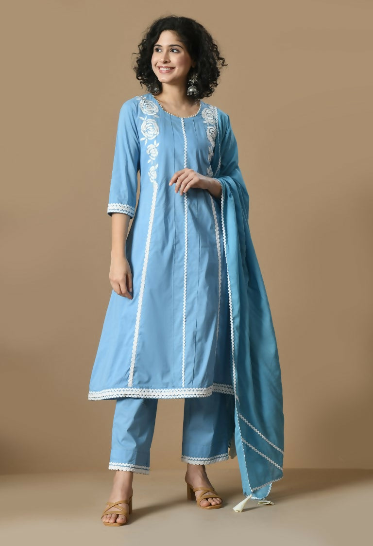 Joban Fashion L.Blue Cotton Kurta Set | Grocsy