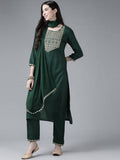 Yufta Women's Rayon Kurti With Pant Dupatta Set | Grocsy