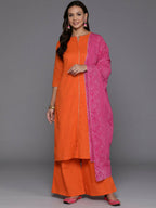 Ahalyaa Women's Traditional wear Kurta Set - Orange | Grocsy