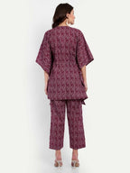 Alvano Printed Kaftan Kurti with Pant Set | Grocsy