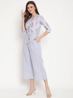 Ahalyaa Womens Blue Crepe Printed Jumpsuit | Grocsy