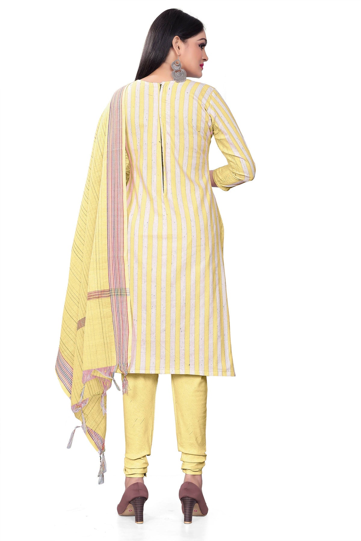 Yellow Cotton Jacquard Woven Unstitched Dress Material - Amara | Grocsy