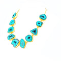 Bling Accessories Turquoise Agate Natural Stone Statement Necklace | Grocsy