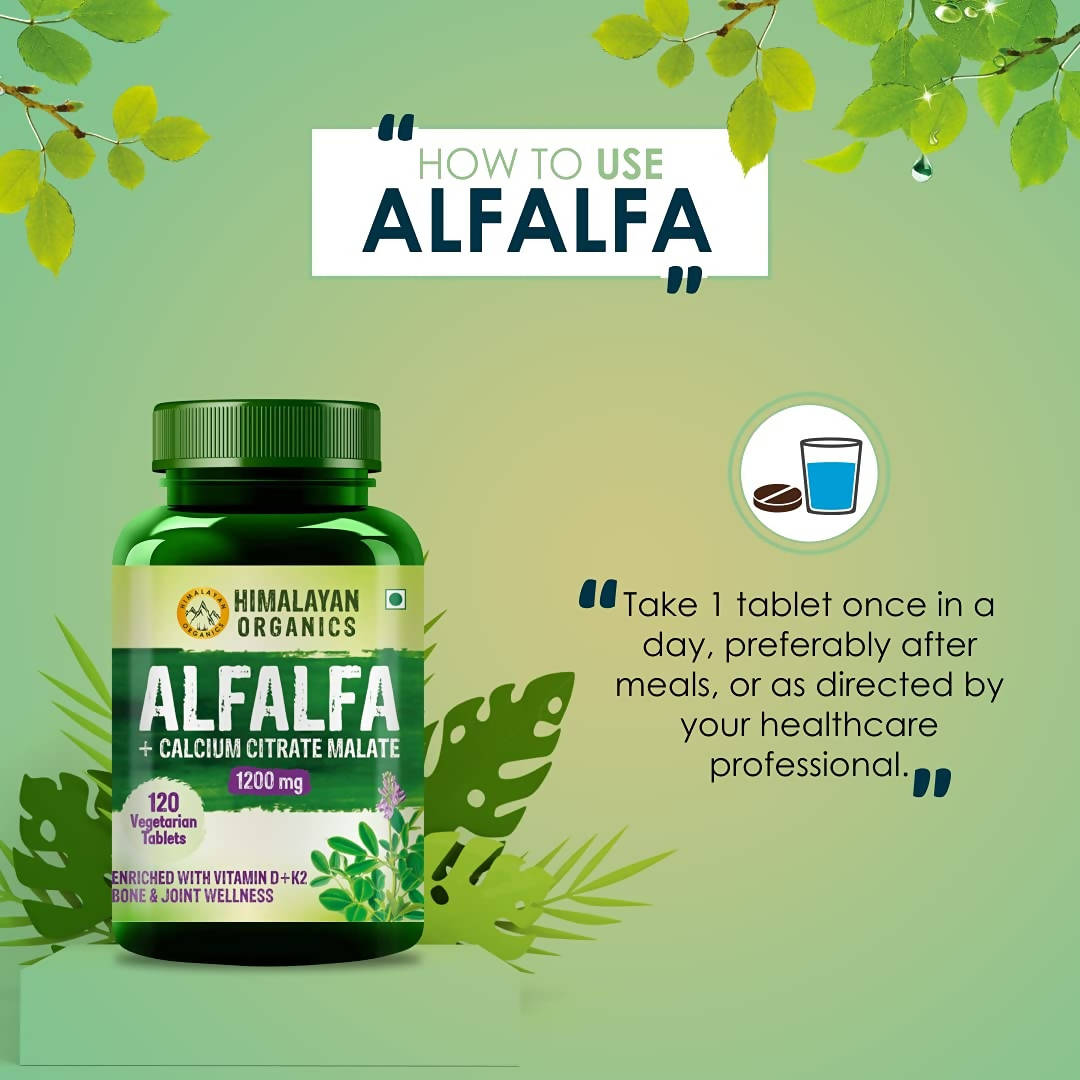 Himalayan Organics Alfalfa + Calcium Citrate Malate 1200mg Tablets | Grocsy