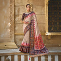 Beige Bhagalpuri Silk Pure Gota Work Saree With Unstitched Blouse - Norita Gajri | Grocsy