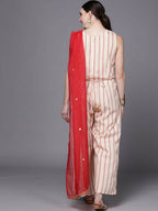 Ahalyaa Off White & Red Printed Basic Jumpsuit | Grocsy