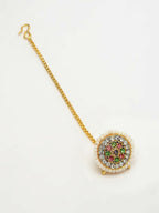 NVR Women's Multicolor CZ Stone-Studded Borla Maang Tikka | Grocsy