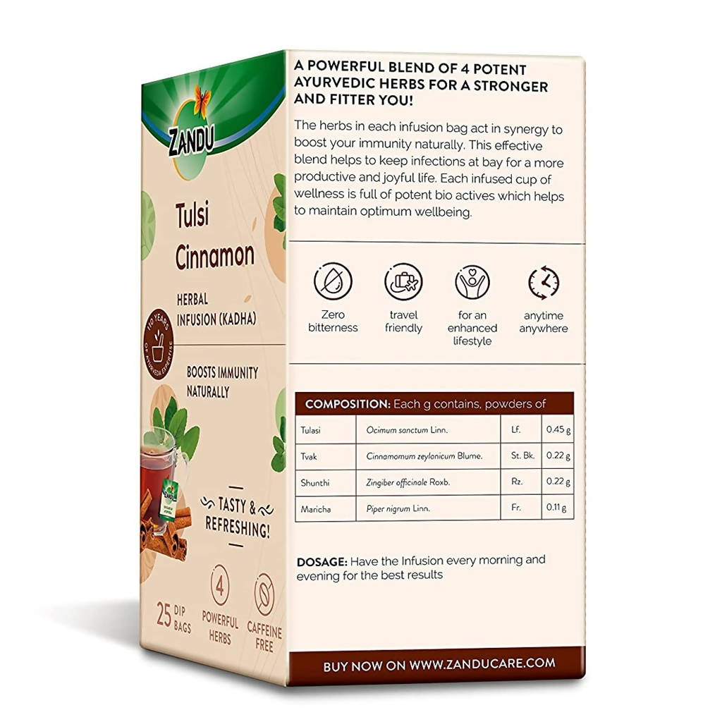 Zandu Tulsi Cinnamon Ayurvedic Infusion Tea | Grocsy
