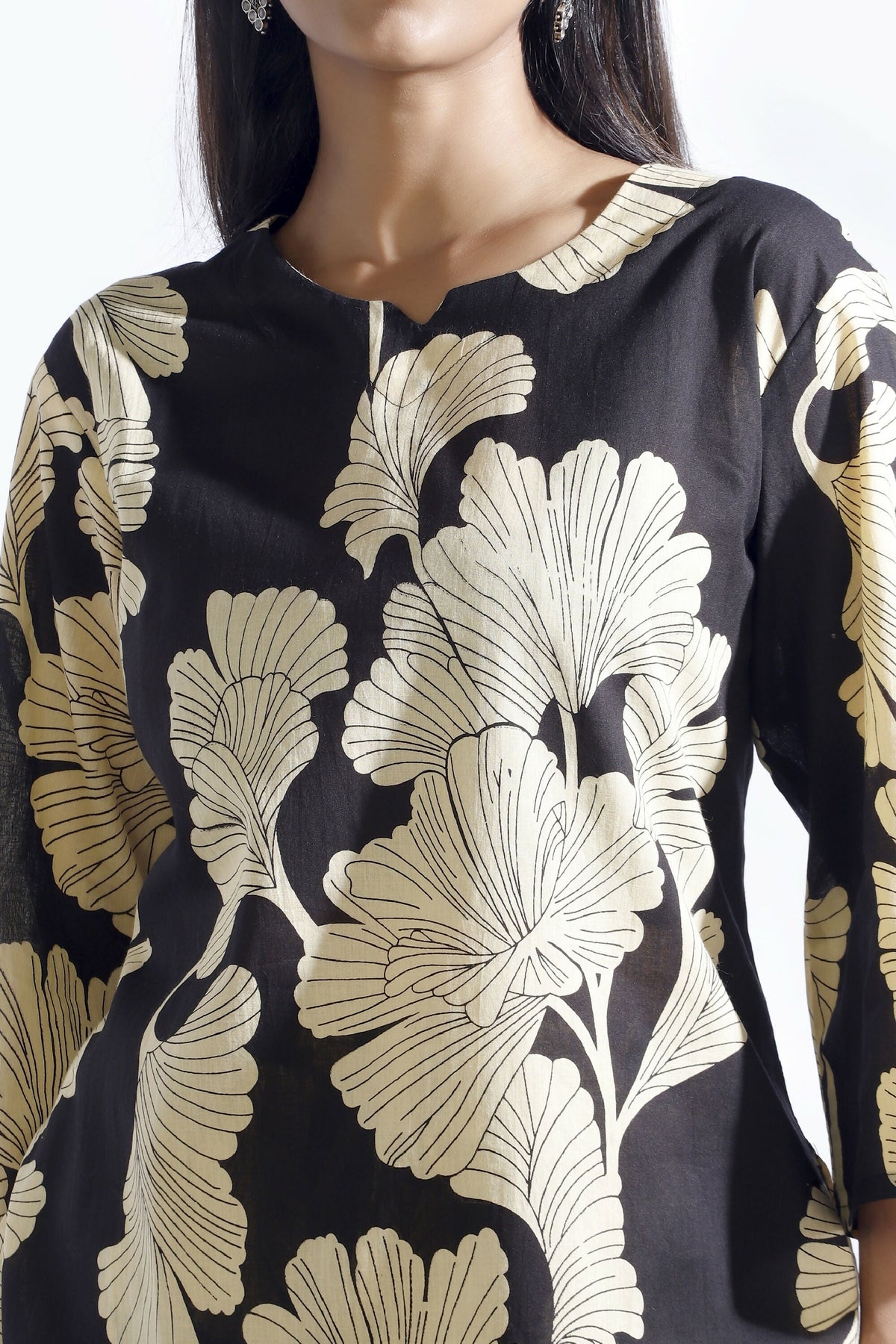 Breathables Black Floral Cotton Kurta & Pant Co-Ord Set | Grocsy