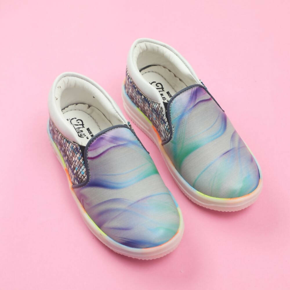 Tiny Bugs Unisex Sea Printed Slip Ons Sneakers - Grey | Grocsy