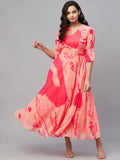 Myshka Stylish Printed 3/4 Sleeve ,V Neck Women Dress | Grocsy