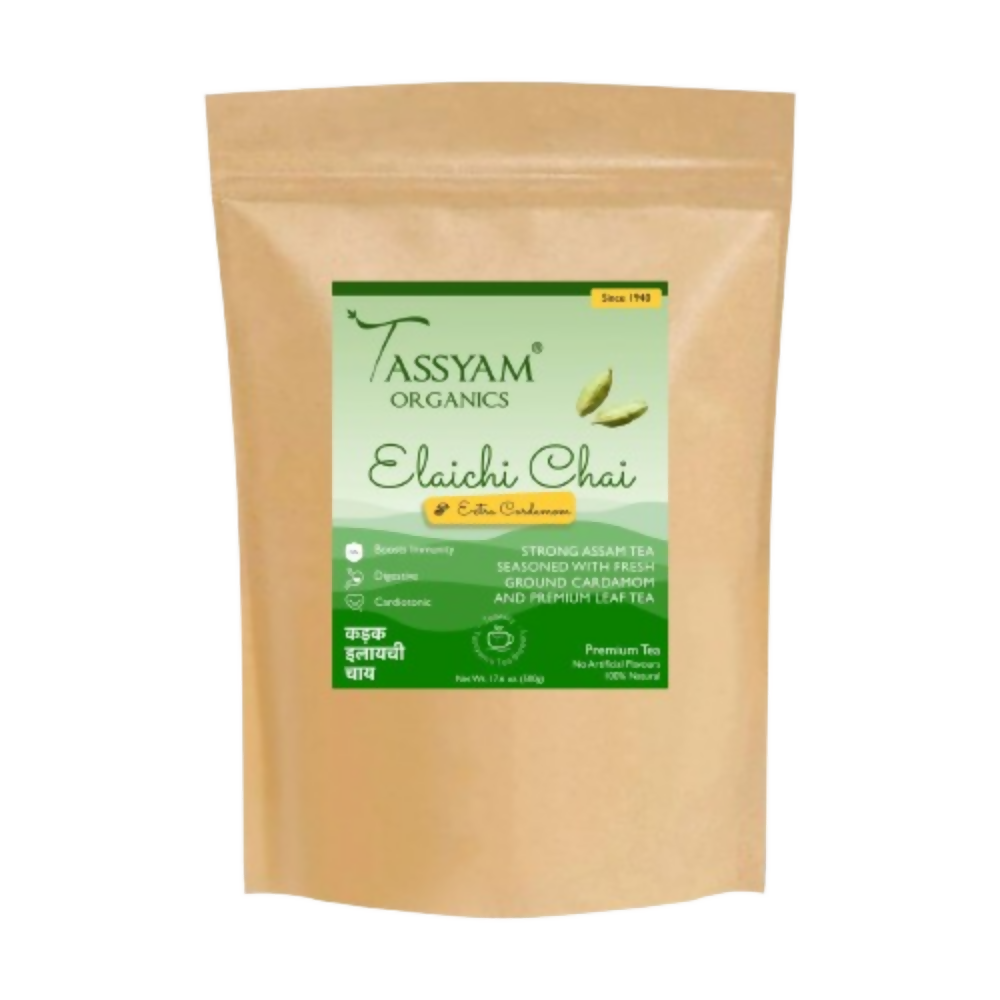 Tassyam Organics Strong Cardamom Tea | Elaichi Chai - Refill Pack | Grocsy