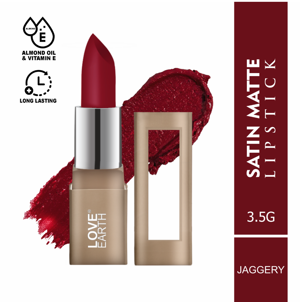 Love Earth Satin Matte Lipstick - Jaggery | Grocsy