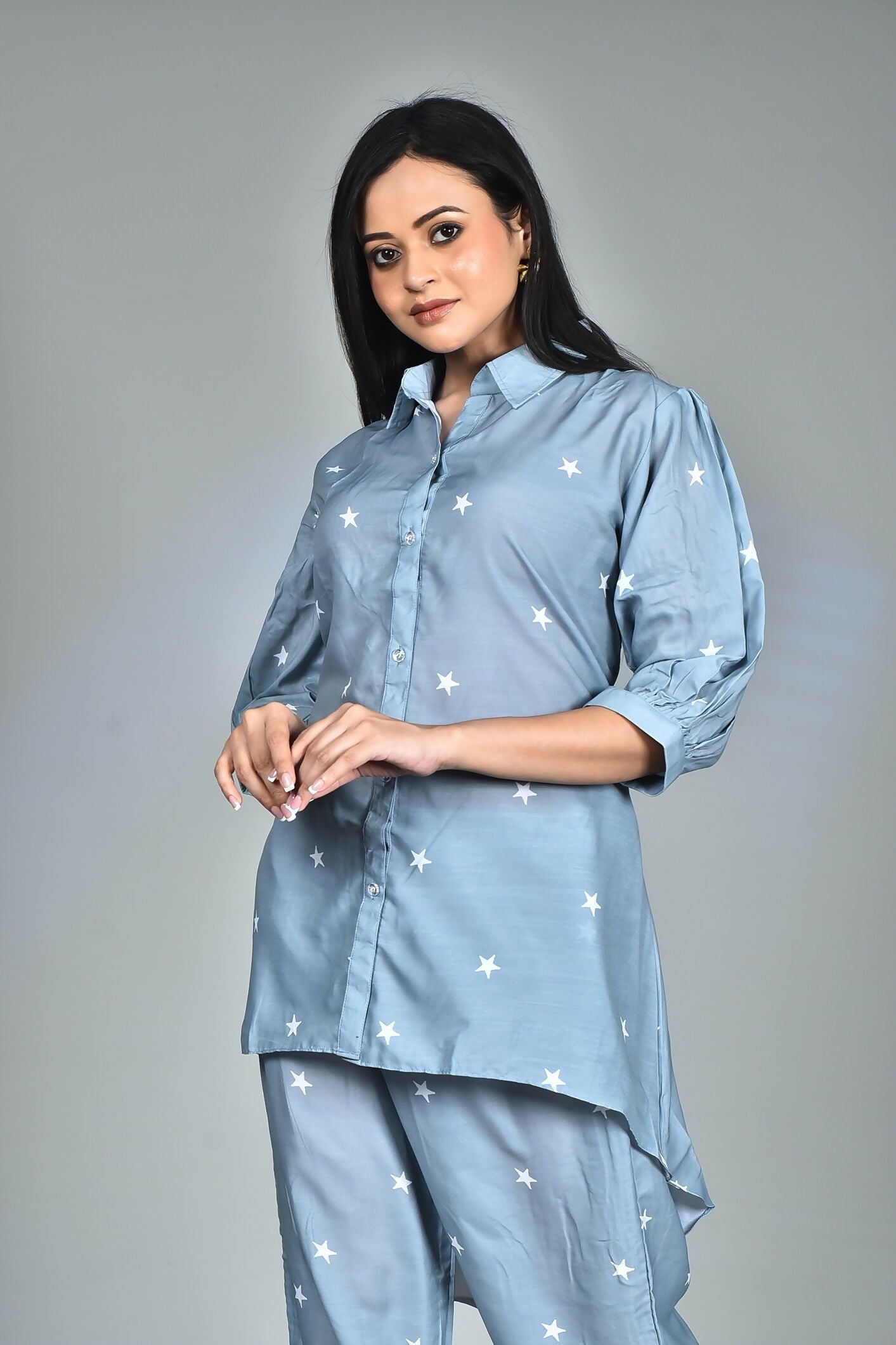 Morchari Digital Print Semi Muslin Co-Ord Set Top & Trouser-Multicolor | Grocsy