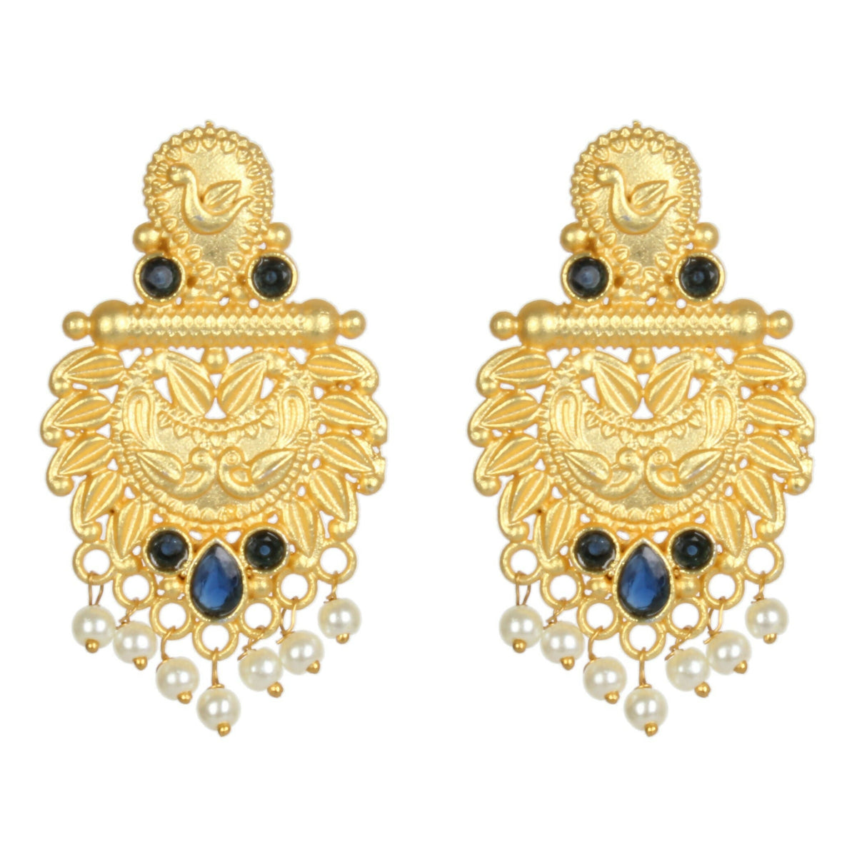 Joban Fashion Women Matte Gold Brass Earrings | Grocsy