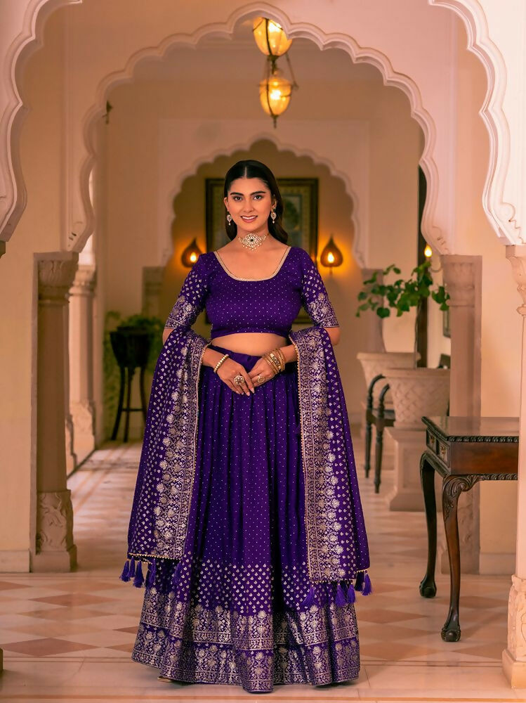 Lehenga Mart Purple Designer Wedding Wear Lehenga Choli | Grocsy