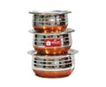 Sublime Kitchenware Set of 3 Stainless Steel Copper Bottom Handi with Lid | Grocsy