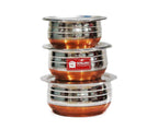 Sublime Kitchenware Set of 3 Stainless Steel Copper Bottom Handi with Lid | Grocsy