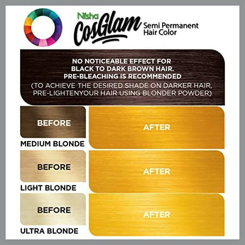 Nisha Cosglam Semi Permanent Hair Color 32 Sunshine Yellow | Grocsy