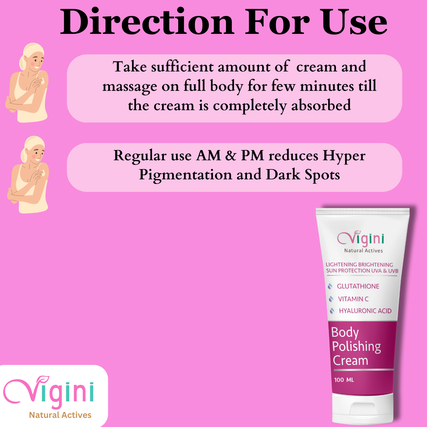 Vigini Whitening Lightening Body Polishing Day Night Gel Cream | Grocsy