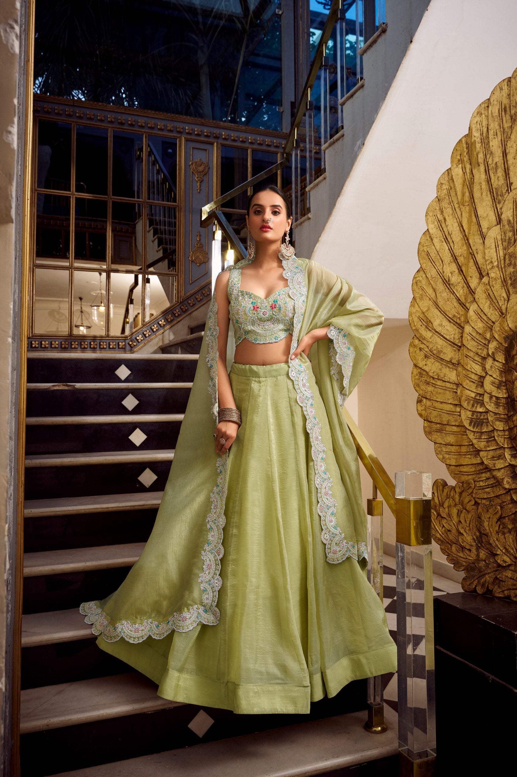 Lehenga Mart Designer Lehenga Choli - Pista | Grocsy