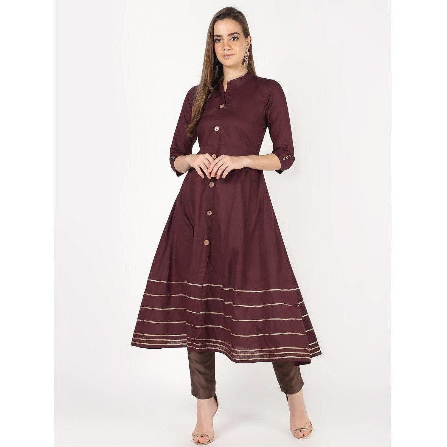Cheera A-Line Front Buttaning With Gotta Work Kurti | Grocsy