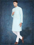 Even Apparels Men's Pure Cotton Blue Kurta | Grocsy