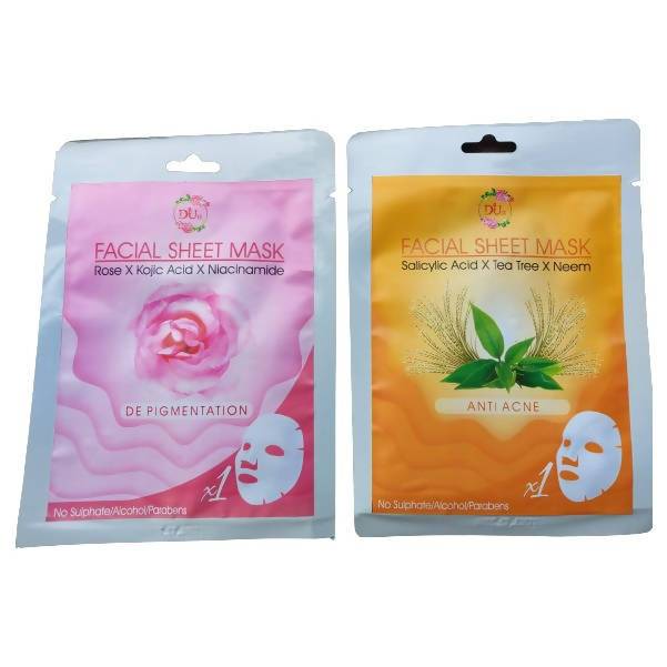 Duh Combo Pack Of Depigmentation And Anti Acne Face Sheet Masks | Grocsy