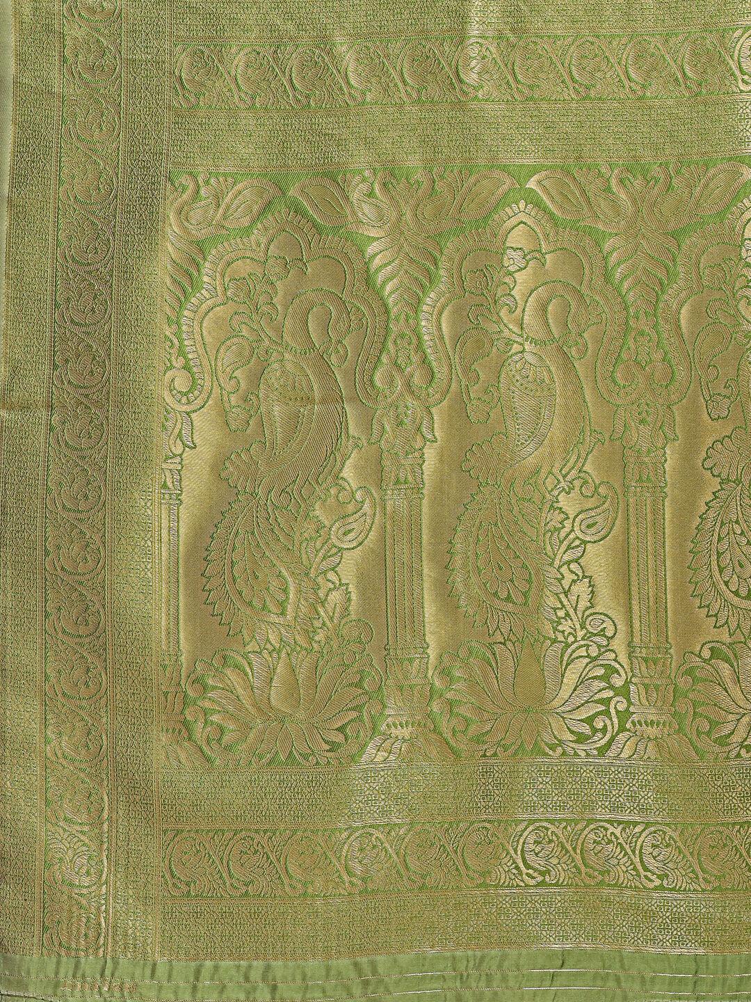 Shree Shyam Fashion Banarasi Silk Cream & Light Green Saree | Grocsy