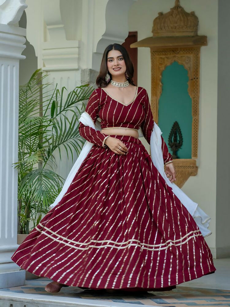 Lehenga Mart Maroon Designer Wedding Wear Lehenga Choli | Grocsy
