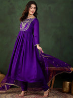 Sangria Embroidered Kurta & Trouser With Dupatta Kurta Set | Grocsy