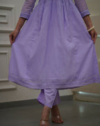 The52 Women's Beautiful Georgette Fabric Thread Work Flared Kurta Pant and Dupatta Set | Grocsy