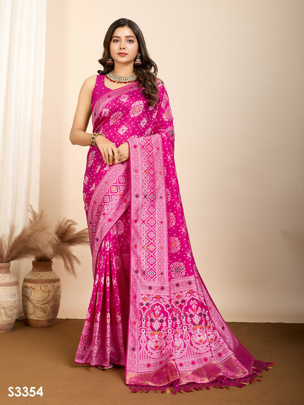 Pink Soft Silk Woven Meenakari Designer Saree - Vedanti | Grocsy