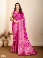 Pink Soft Silk Woven Meenakari Designer Saree - Vedanti | Grocsy