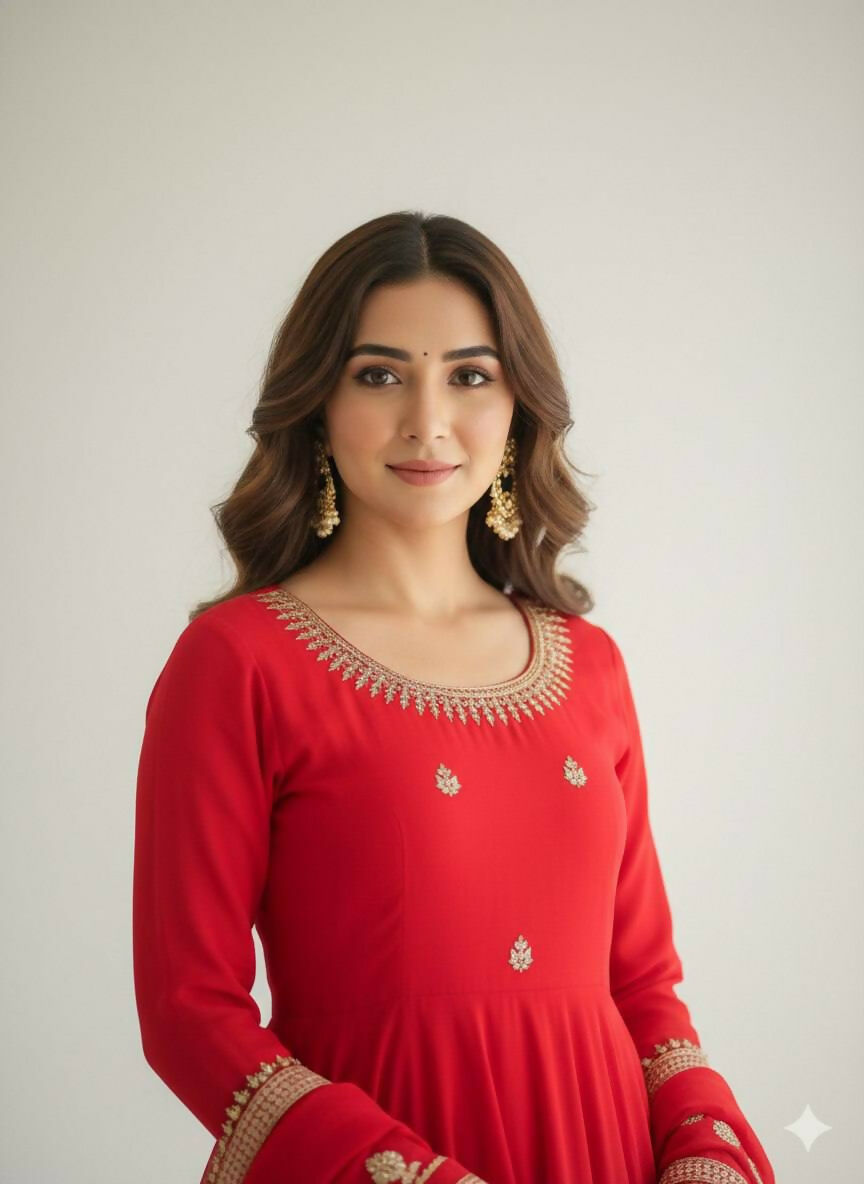 Teeya Creation Womens New Fancy Silk Heavy Quality Fabricwith Handwork Red Gown Set | Grocsy