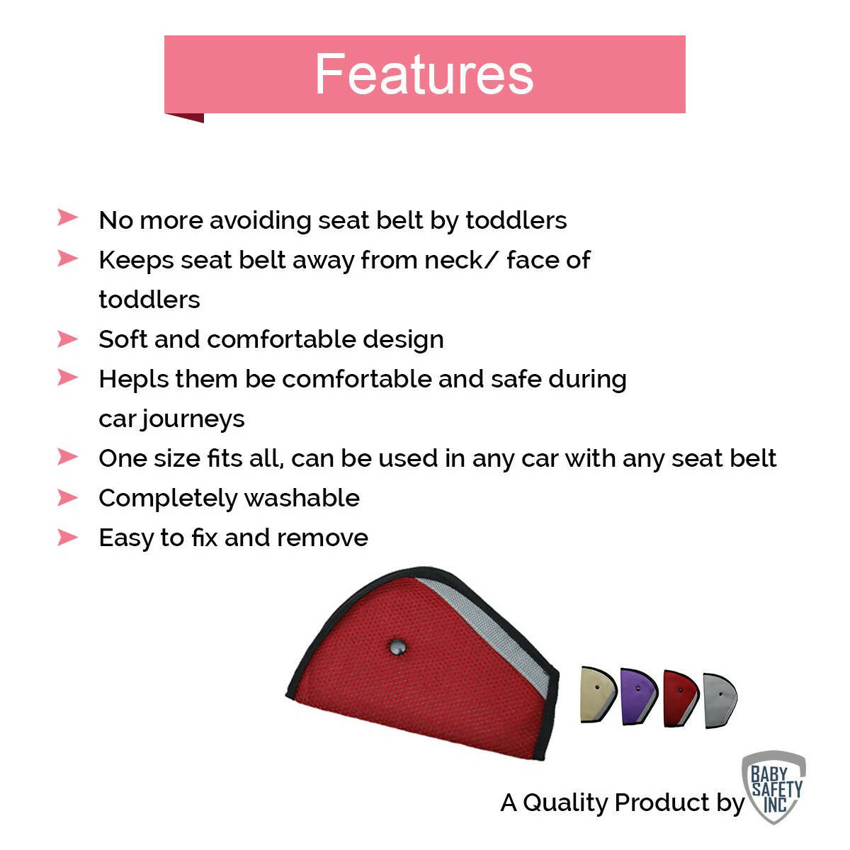 Safe-O-Kid Car Safety Essential, Seat Belt Holder/Shortener For Toddlers | Grocsy