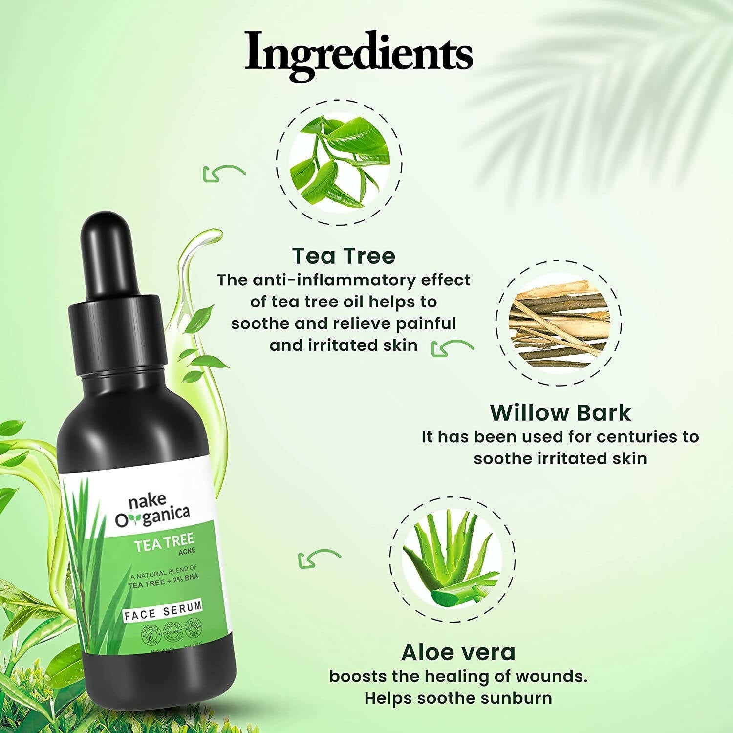 Nake Organica Tea Tree Acne Face Serum | Grocsy
