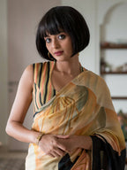 Suta Black Floral Pure Cotton Saree | Grocsy