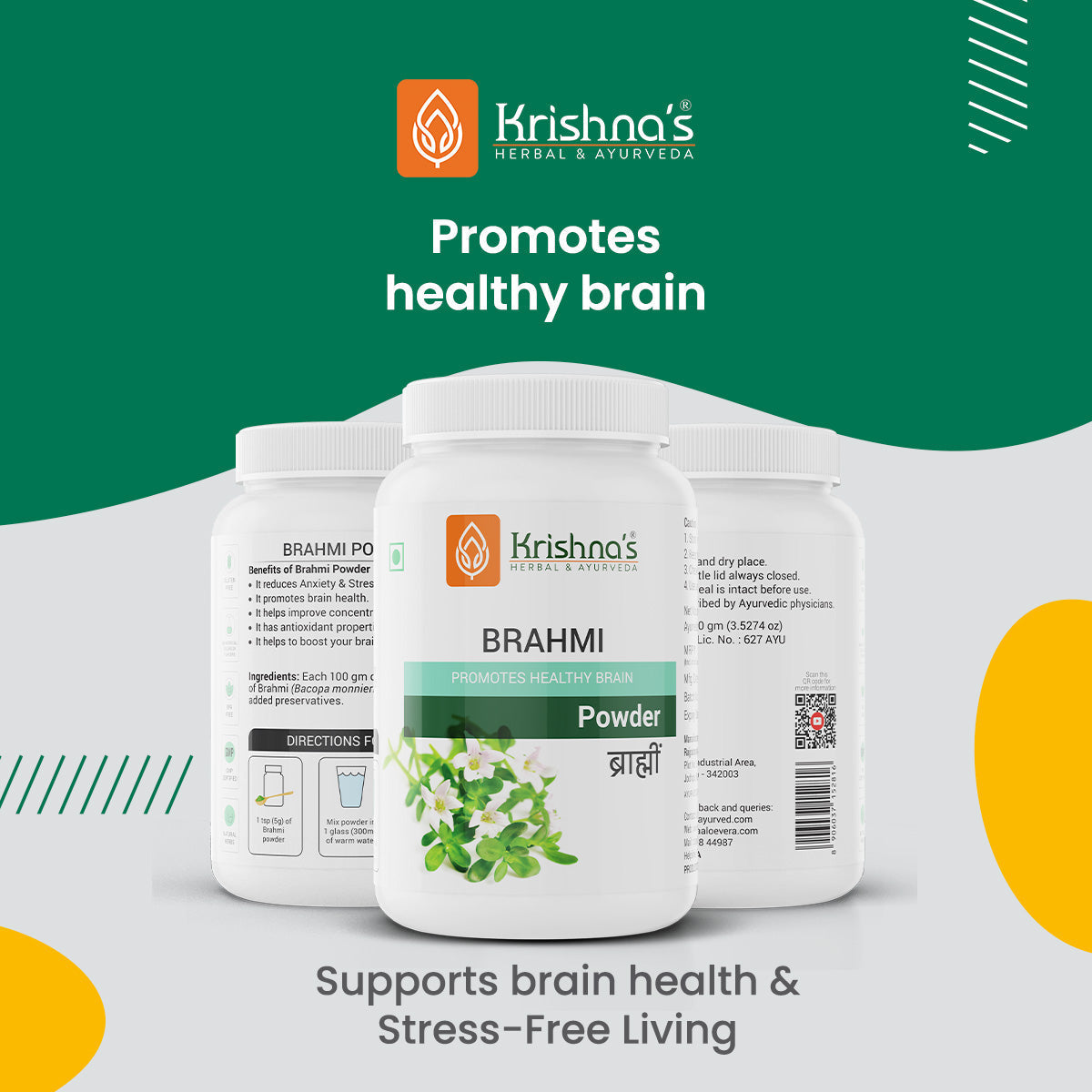 Krishna'S Herbal & Ayurveda Brahmi Powder | Grocsy