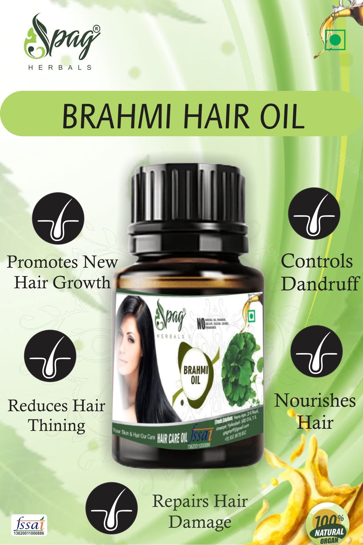 Spag Herbals Brahmi Oil For Hair Care | Grocsy
